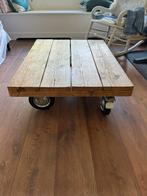 Steigerhouten salontafel op wielen, Huis en Inrichting, Ophalen, 100 tot 150 cm, 50 tot 100 cm, Zo goed als nieuw
