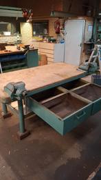 Zware degelijke werkbank met lades en 2x bankschroef, Ophalen, Gebruikt, 170 cm of meer, Bankschroef