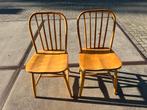 2 Houten Spijlenstoelen - Windsor Stijl, Huis en Inrichting, Stoelen, Ophalen, Gebruikt, Twee, Bruin