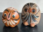 Mexico volkskunst aardewerk Uil beeldjes 7/9.5 cm H, Verzamelen, Beelden en Beeldjes, Ophalen of Verzenden, Zo goed als nieuw