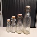 Vintage Beugel melkflessen Set periode 1930-1930, Antiek en Kunst, Antiek | Glas en Kristal, Ophalen of Verzenden