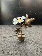 Zilveren Miniatuur Bloempot met Blauwe Bloem, Antiek en Kunst, Ophalen of Verzenden, Zilver