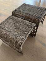 Riviera Maison bijzettafels 2 delig rattan., Minder dan 55 cm, Rond, Zo goed als nieuw, Ophalen