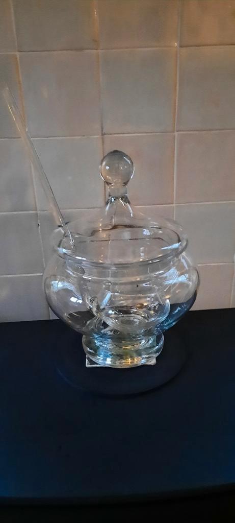 Glazen Bowlschaal met Deksel, Antiek en Kunst, Antiek | Glas en Kristal, Ophalen of Verzenden