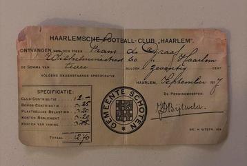 Haarlemsche Football Club kwitantie & lidmaatschap beschikbaar voor biedingen