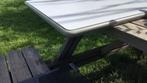 Caravan tafelblad met wand montage zonder poot. Glas plaat., Rechthoekig, Zo goed als nieuw, Verzenden, Aluminium