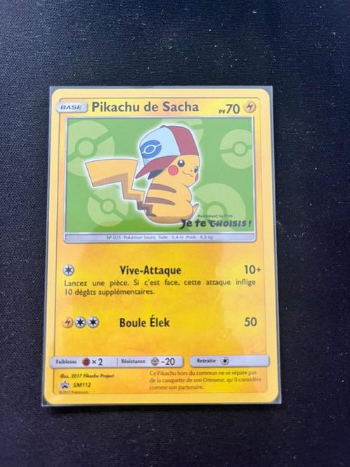 Pikachu de Sacha (SM 112) - Pokemon SM Black Star Promos, Hobby en Vrije tijd, Verzamelkaartspellen | Pokémon, Gebruikt, Losse kaart