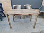 Hardhouten tuintafel (120x70x75)met 2 hardhouten stoelen, Gebruikt, Hardhout, Tuinset, Eettafel