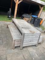 Houten tuinset, Tuin en Terras, Tuinsets en Loungesets, Ophalen, Gebruikt, 6 zitplaatsen, Bank