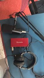 Podcast Set - Microfoon, Focusrite, Koptelefoon - Nieuw!, Ophalen of Verzenden, Nieuw, Studiomicrofoon