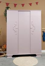 Vintage demontabele driedeurs kledingkast pasteltint lila, 3771SH, 100 tot 150 cm, Eikenhout, Met hangruimte