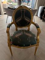 Luxe stoel met bladgoud en pauwstof, Huis en Inrichting, Ophalen, Gebruikt, Overige kleuren, Eén