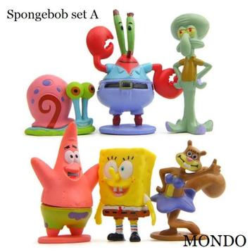 SET 6 Spongebob poppetjes figuurtjes sponge bob squarepants  beschikbaar voor biedingen