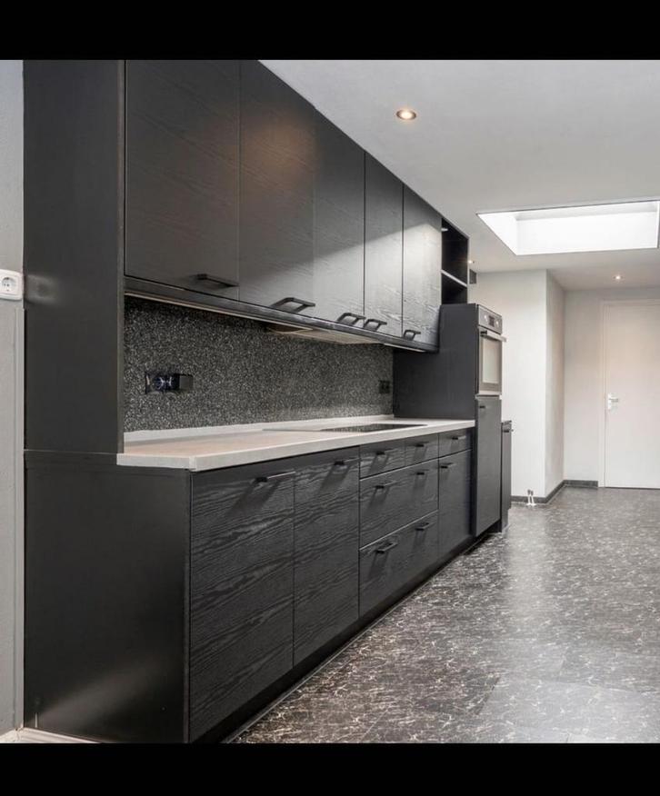 Complete Zwarte Keuken, Huis en Inrichting, Keuken | Complete keukens, Gebruikt, Enkelwandige keuken, Zwart, Kunststof, Greeploos