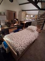 Mooie Houten Eenpersoons Bed, Ophalen, 90 cm, Eenpersoons, Beige