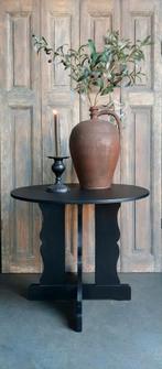Mat zwart retro rond tafel salontafel bijzettafel!, Ophalen, 50 tot 100 cm, Rond, 50 tot 100 cm