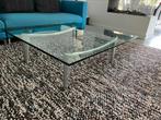 Leolux salontafel 1.00 m bij 1.00 m glas met chrome, Huis en Inrichting, Tafels | Salontafels, Ophalen, 50 tot 100 cm, Vierkant