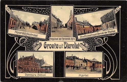 JH387 Biervliet Groeten uit 1910, Verzamelen, Ansichtkaarten | Nederland, Gelopen, Zuid-Holland, Voor 1920, Verzenden