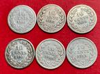 10 cent 1892, 1893, 1894, 1895, 1896 en 1897., Postzegels en Munten, Munten | Nederland, Setje, Zilver, Ophalen of Verzenden, 10 cent