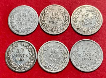 10 cent 1892, 1893, 1894, 1895, 1896 en 1897. beschikbaar voor biedingen