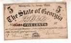 CSA AMERIKA Georgia 1863 Milledceville 5 Cent unc, Verzenden, Noord-Amerika
