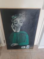 Modern schilderij op doek groene dame Cassanello 1962, Ophalen