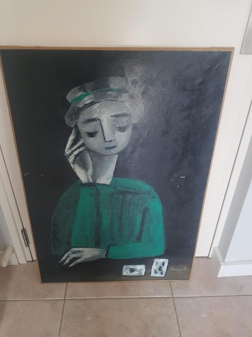 Modern schilderij op doek groene dame Cassanello 1962, Antiek en Kunst, Kunst | Schilderijen | Modern, Ophalen