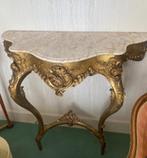 Mooie franse antieke gouden sidetable met msrmer blad, Antiek en Kunst, Antiek | Meubels | Tafels, Ophalen of Verzenden