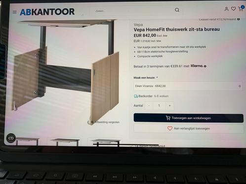 Vepa Homefit thuiswerk zit-sta bureau, Huis en Inrichting, Bureaus, Nieuw, Bureau, Elektrisch, In hoogte verstelbaar, Ophalen of Verzenden