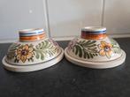 Set van 2 Delft Polychrome lage kandelaars, Antiek en Kunst, Antiek | Keramiek en Aardewerk, Ophalen of Verzenden