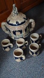 Duitse Punch Bowl Set Met 5 Kopjes Van Aardewerk., Ophalen