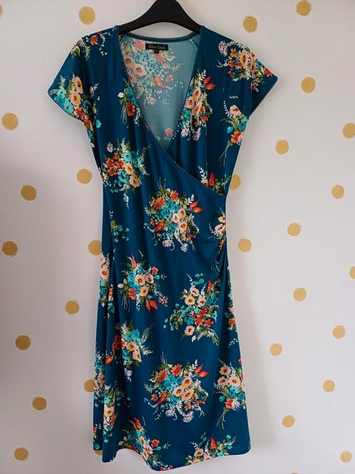 Als nieuw zomers King Louie jurkje, petrol gebloemd, mt S, Kleding | Dames, Jurken, Zo goed als nieuw, Maat 36 (S), Blauw, Boven de knie