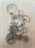 Clearstamp.Nellie Snellen.Nieuw.Hoppie’s “Biking” 2,00 euro., Hobby en Vrije tijd, Ophalen of Verzenden, Nieuw, Clearstamp