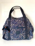 Mooie grote Kipling schoudertas blauw met patroon, Ophalen of Verzenden, Zo goed als nieuw, Blauw, Handtas