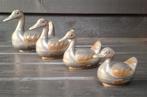 Eenden tin 4 stuks met messing versiersel. Vintage, Ophalen of Verzenden