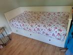Te koop Hemnes 3 lades bed (uittrekbed) ikea, Ophalen, Gebruikt, Wit, Tweepersoons