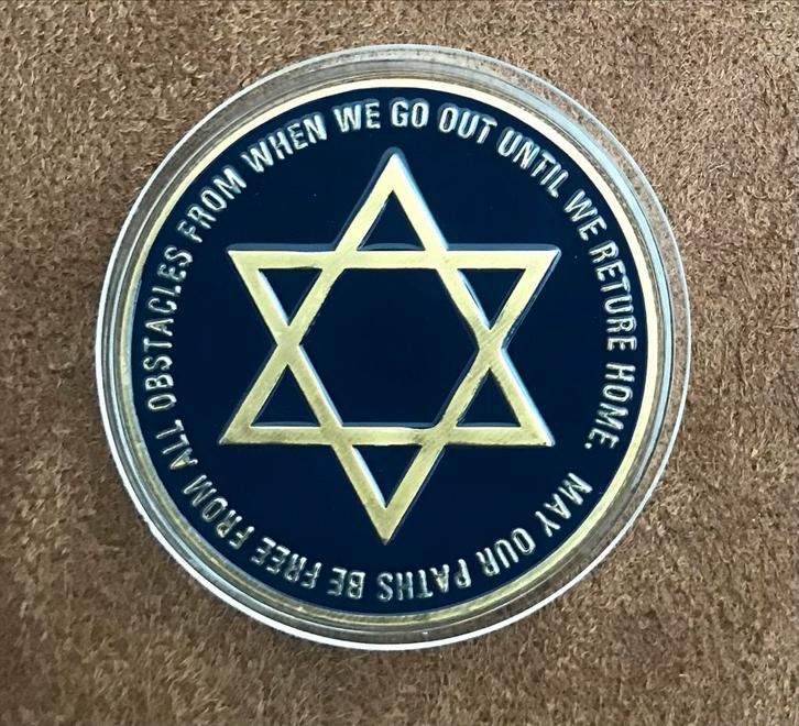 Religieuze Penning met Davidster, Antiek en Kunst, Antiek | Religie, Ophalen of Verzenden