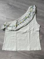Creme shirtje met bloemenrandje, Meisje, Ophalen of Verzenden, Zo goed als nieuw, Shirt of Longsleeve