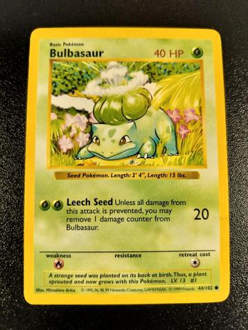 Base set Shadowless Bulbasaur beschikbaar voor biedingen