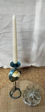 Unieke Kandelaar Set: Globe & Bloem - Sfeervol!, Huis en Inrichting, Ophalen of Verzenden, Zo goed als nieuw, Metaal, Zwart