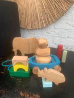 Doos vol houten blokken en figuren/dieren, Ophalen, Gebruikt