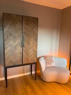 Wandkast op stalen poten met visgraatmotief en legplanken, Ophalen, Gebruikt, 100 tot 150 cm, 150 tot 200 cm