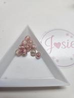 Roze glaskralen met roosjes #277, Hobby en Vrije tijd, Kralen en Sieraden maken, Ophalen, Nieuw, Kraal