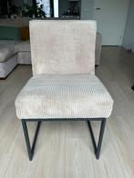 Eetkamerstoel beige (ribstof) met zwart onderstel (4 stuks), Ophalen of Verzenden, Zo goed als nieuw, Eén