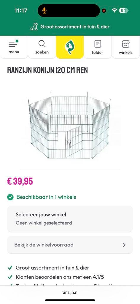 2x konijnenren Ranzijn voor prijs van een, Dieren en Toebehoren, Knaagdieren en Konijnen | Hokken en Kooien, Gebruikt, Ren, 60 tot 90 cm