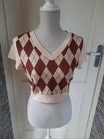 Beige/bruin geruite korte trui van Shein maat S, Kleding | Dames, Bodywarmers, Maat 38/40 (M), Beige, Ophalen of Verzenden, Zo goed als nieuw
