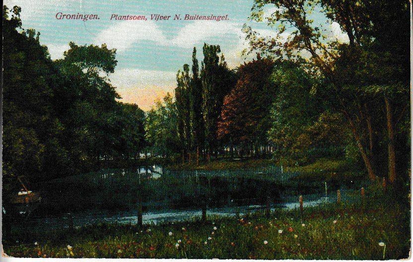 GRONINGEN - PLANTSOEN/VIJVER/N. BUITENSINGEL, Ophalen of Verzenden, Voor 1920, Gelopen, Groningen