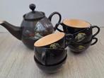 Aziatische theepot en kop en schotels, zwart, Huis en Inrichting, Keuken | Servies, Overige materialen, Gebruikt, Ophalen of Verzenden
