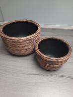 Naturel gevlochten potten, Tuin en Terras, Bloempotten, Rond, Binnen, Zo goed als nieuw, Minder dan 40 cm
