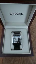Gruvelli, Swiss Made, Gruvelli Diamond quartz horloge., Sieraden, Tassen en Uiterlijk, Overige merken, Leer, Staal, Verzenden